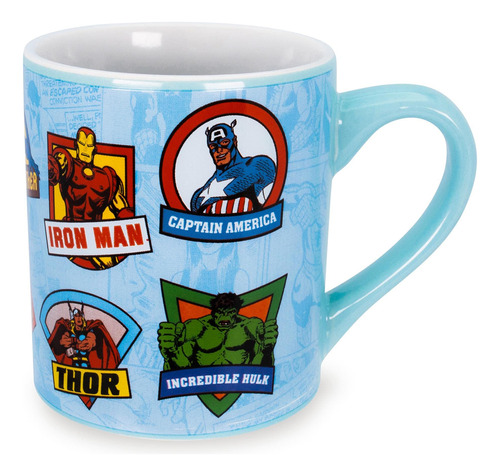 Caneca De Cerâmica Marvel Comics Character Badges 414ml