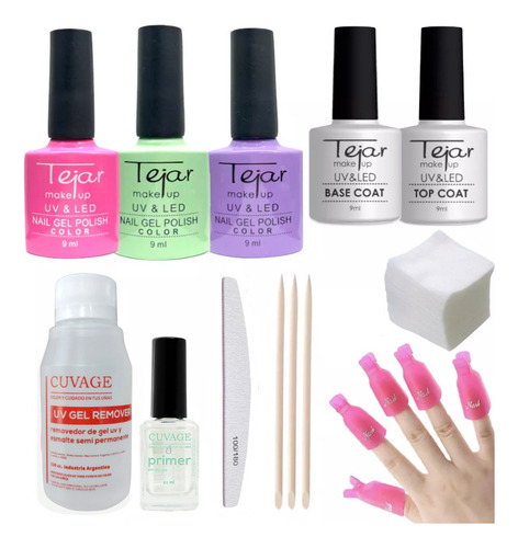 Kit Esmaltes Semipermanente Tejar + Kit Removedor 