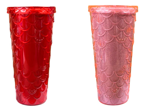 30 Vasos Con Textura Doble Pared 24oz Tapa Popote Mayoreo