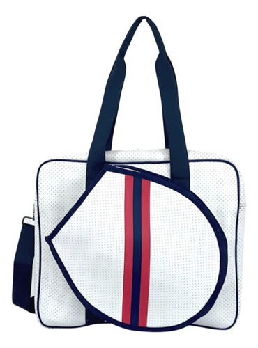 Queen Of The Court Bolsa Tenis Correa Perforada Blanca