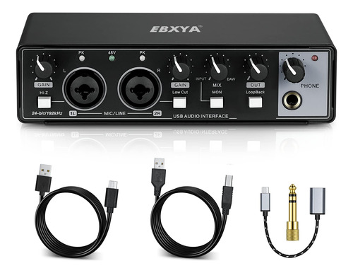 Ebxya Interfaz De Audio Usb De 2 X 2 Con Potencia Fantasma D