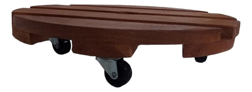 Suporte Para Vaso De Planta Redondo Com Rodinhas 35 Cm Marrom-claro Lisa