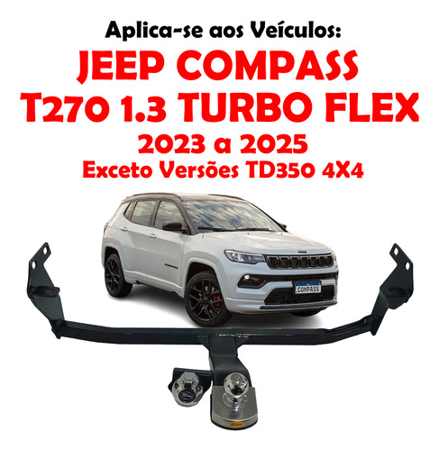 Engate Reboque Jeep Compass 2023 2024 2025+ T270 1.3 Turbo