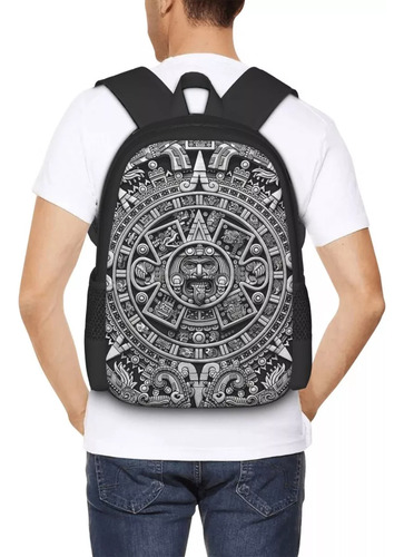 Aztec Calendar Sun Stone - Mochila En Escala Gris Para Color 9