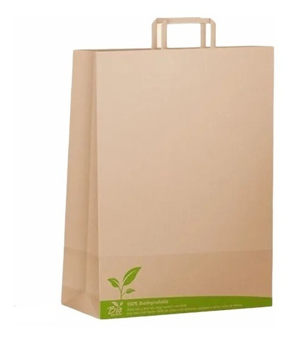 50 Bolsas De Papel Kraft Con Manillas. Talla S, 22x30x10.