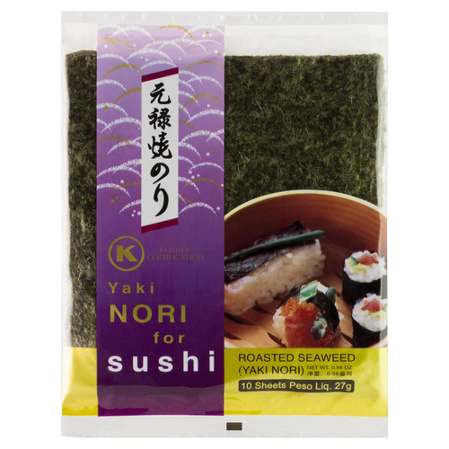 Imagem 1 de 1 de Alga para Sushi e Temaki Yaki Nori Genroku Pacote 27g 10 Unidades