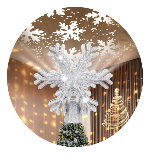 Punta De Árbol De Navidad Con Proyector 3d Copo De Nieve Y