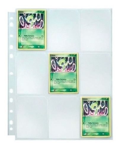 Kit Folhas Plástico Para Fichário 10un. Cards Pokémon Magic
