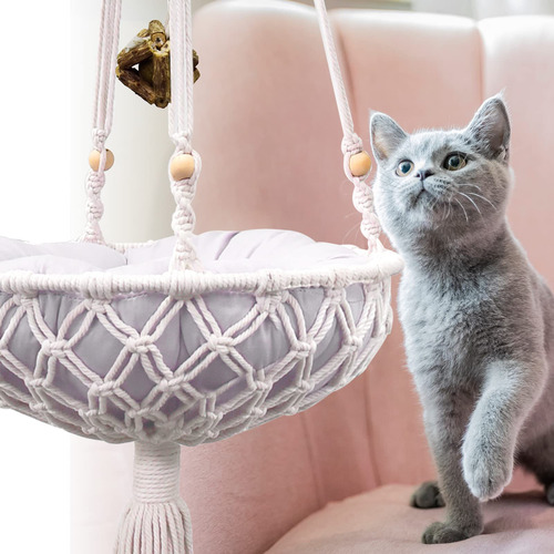 Cama Balancín Bohemio Tejida A Mano Con Forma De Gato Vaesco