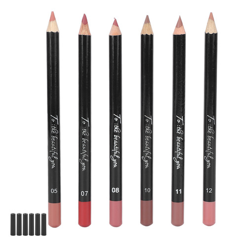 6 Uds Delineador De Labios Profesional Impermeable Mate