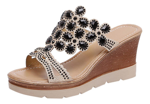 Wedge Sandals For Dama Fashion Bohemian Crystal Beach