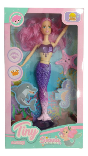 Muñeca Tiny Fantasy Sirena Con Animalito Del Mar