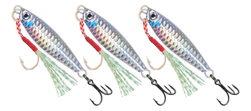 - 3x Señuelos De Pesca Cebos De Pesca Equipo De Pesca Plata