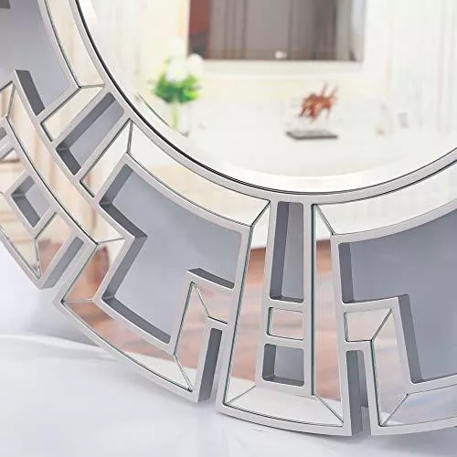 Chende Espejo redondo para decoración de pared, espejo decorativo grande de  32 pulgadas con marco de vidrio biselado, espejo de acento moderno para