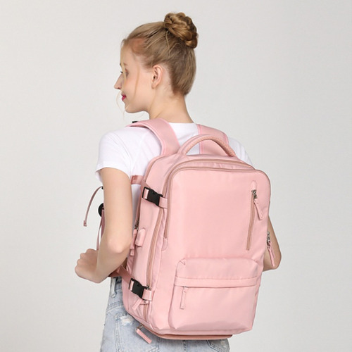 Mochila Multifuncional Bolsa De Viaje De Gran Capacidad Color Rosa
