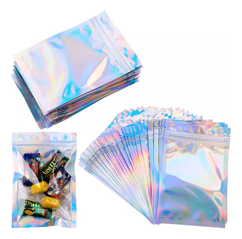 Pack De Bolsas De Mylar Holograficas Con Zipper · 10x6cms