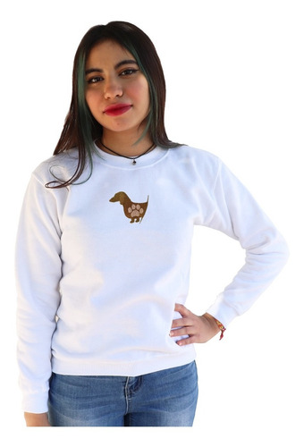 Sudadera Para Mujer Bordada Perrito Salchicha