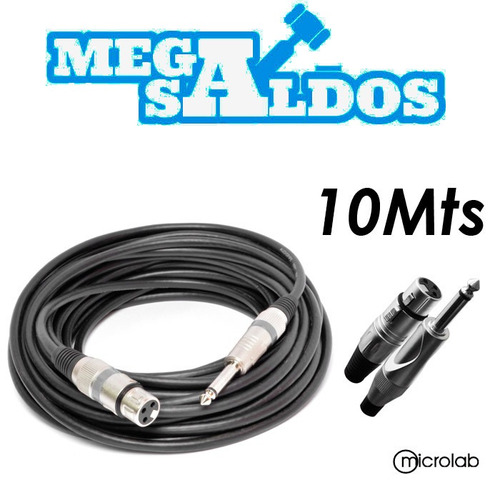 Megasaldos Cable Microfono Plug Canon Xlr 10 Metros Audio