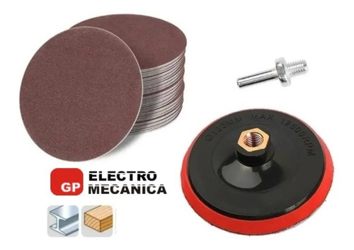 Imagen 2 de 8 de Base Disco Velcro Amoladora Y Taladro + 12 Lijas Plato