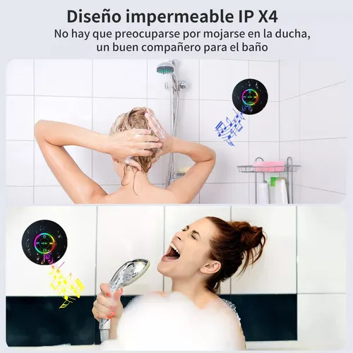 Mini Bluetooth Shower Speaker With Led Light Ipx4 Waterproof