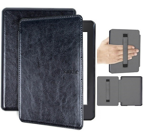 Case Capa Novo Kindle 10ª Geração Alça Couro Preto + 4 Brindes