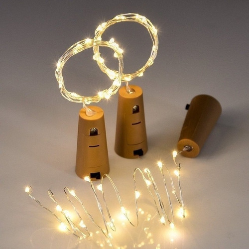 Pack X12 Luz Alambre Corcho Botella 30led 3mts Cálida/fría