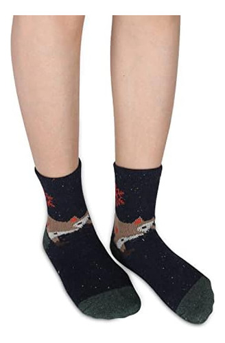 Calcetines De Lana Con Diseño De Zorro Para Mujer