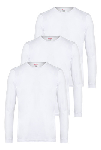 Combo X3 Camisetas Niño Cuello Redondo Manga Larga Blanca