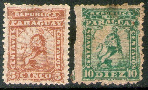 Paraguay Serie Completa X 2 Sellos León Heráldico Año 1879 