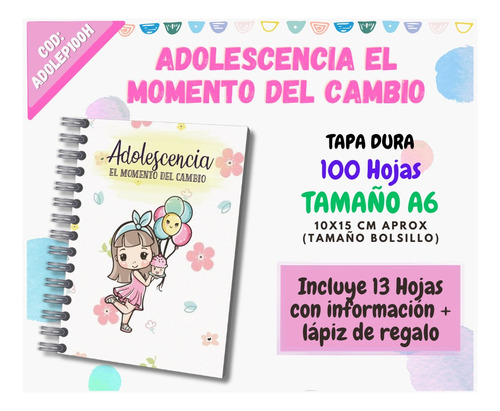 Cuaderno/ Agenda/ Apuntes/ Adolescencia/ A6 (bolsillo)100h
