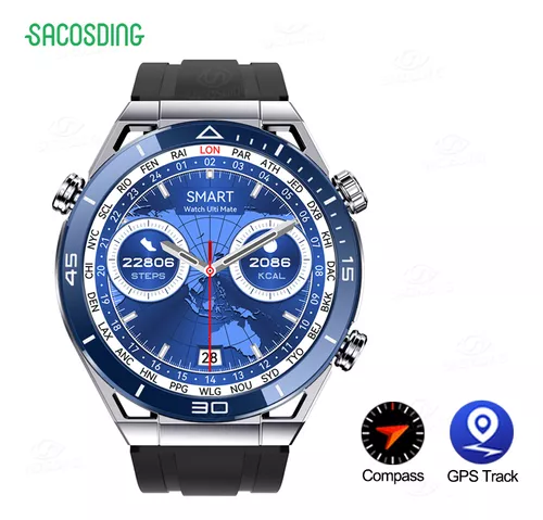 Reloj Inteligente Hombres Nfc Gps Rastreador Para Huawei Color De La Correa  Blue Silicone B