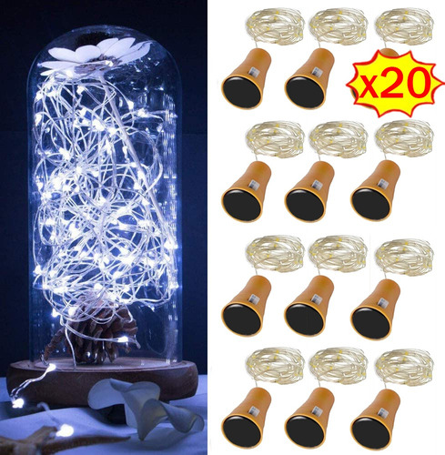 Kit 20 Luces Navideñas Para Botellas De Exterior