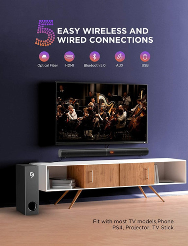 Cornetas Barra Sonido Subwoofer 2.1 Bluetooth Hdmi Usb 190w