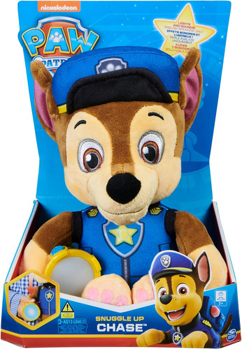 Paw Patrol, Snuggle Up Chase Plush Con Linterna Y Sonidos, P
