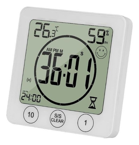 Lcd Baño Reloj De Pared Temperatura Humedad Recuento Fs1