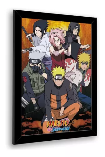 Quadro Anime Naruto Shippuden Desenho Com Moldura G03