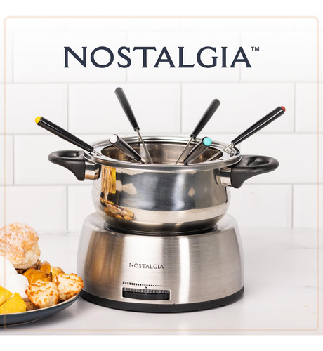Set De Ollas Eléctricas Para Fondue Nostalgia De 1,5 L Con 6