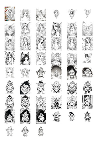 2 Cadernos Com 50 Desenhos Para Colorir Fadas + Fadas E Trolls - Tamanho A4 (21x29,7cm) #k11