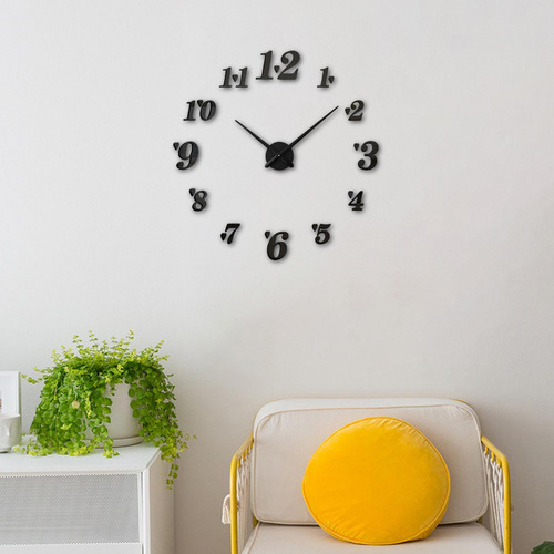 Creativo Diy 3d Reloj De Pared Pegatinas De Pared Negro