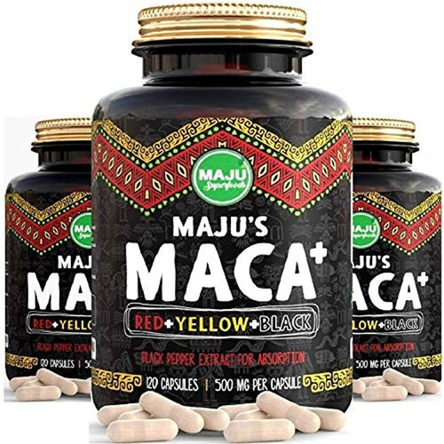 Capsulas De Maca Organica Fuerte, Raiz Negra, Amarilla Y 