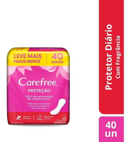 Protetor Diário Carefree Proteção Com Perfume C/ 40 Unidades