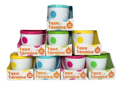 Imagen 6 de 8 de Taza Termica Doble Capa Con Tapa 330 Cc 4 Colores Lunares