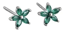 Comprar Aros Flor Esmeralda Verde Aretes Pequeños Plata 925 Aros