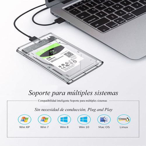 Imagen 2 de 7 de Usb3.0 Sata 2.5 Transparente Móvil Disco Duro Caja