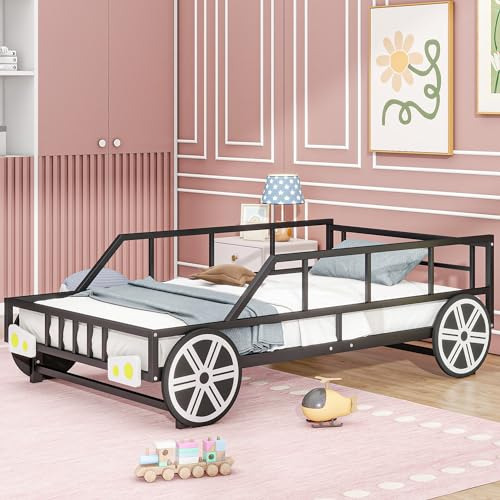 Cama Infantil Con Forma De Carro, Ruedas Y Luces, Sin Ne