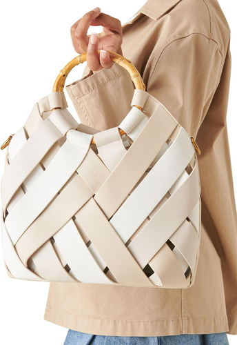 Bolso Tipo Cubo Tejido Dolce Vita Sienna-b, Blanco