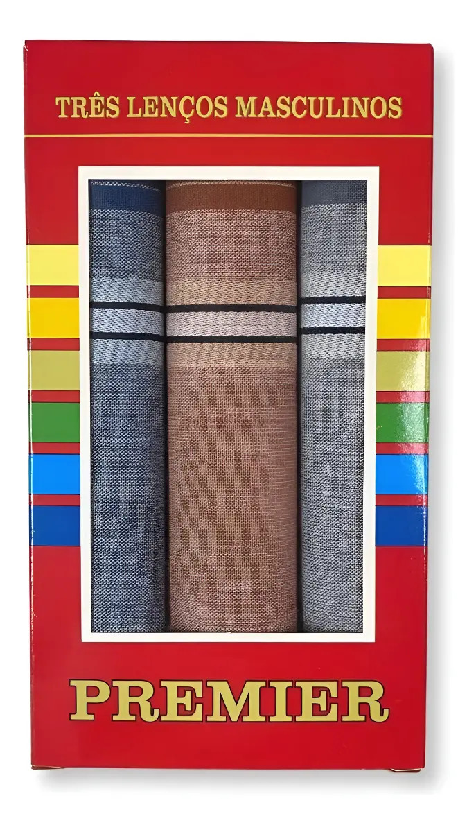 Kit C/ 3 Lenço De Bolso Clássico 100% Algodão Puro Premier Cor Sortidas Desenho Do Tecido Liso