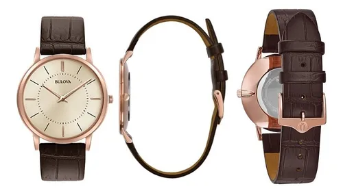 Reloj Bulova Extraplano Caja Oro Rosa Extensible Caf 97a126 en