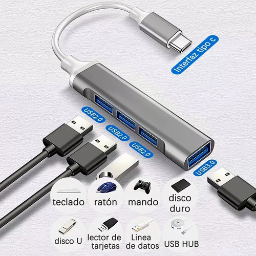 4 En 1 Tipo C Hub Adaptador Para Laptops/macbook Con Usb 3.0