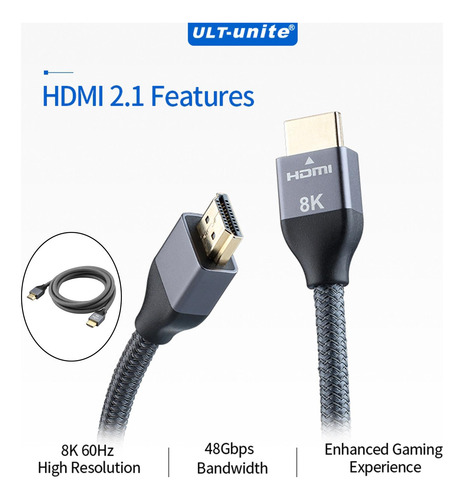 Cable 2.1 48gbps 8k 60hz 4k 120hz Ultra Alta 1.2 Metros